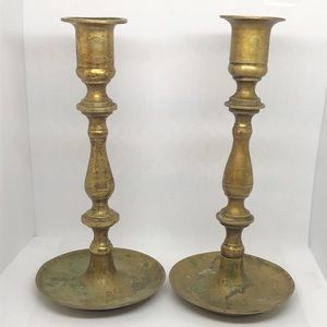 🤎🕯️ Antique Vintage Brass Candle Stick Holders 🕯️🤎
